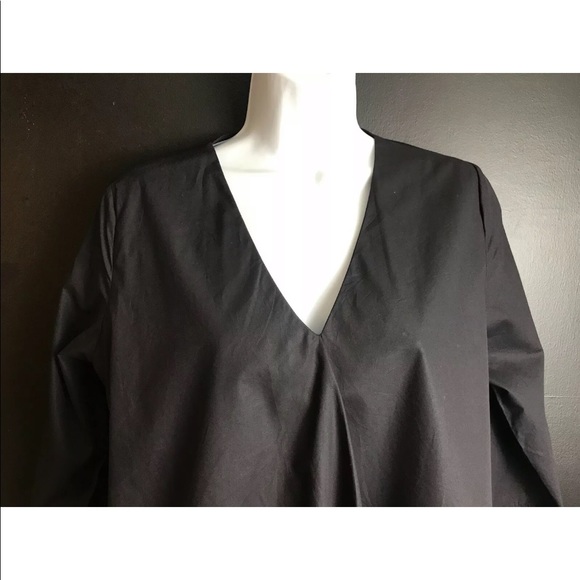 HARSHMAN Anthropologie Farah Popover Blouse Shirt Top Black Asymmetrical VNeck - Picture 6 of 13
